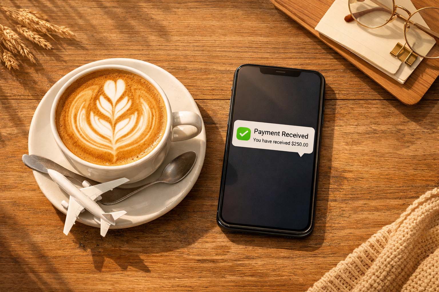 台中一中街熱鬧街景與科技門市外觀，天空中有華航飛機飛過，象徵在地哩程收購服務 / Busy street view of Taichung Yizhong Street and tech store facade, with a China Airlines plane flying in the sky, symbolizing local mileage buyback service.